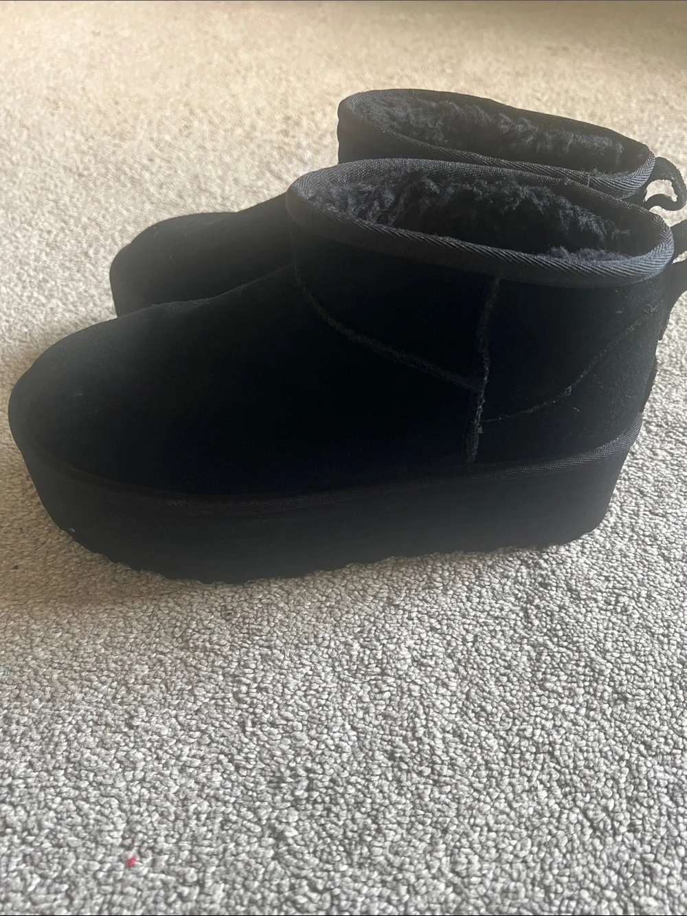 UGG Black Platform Ultra Mini Suede Boots Women’s 9 NWOT